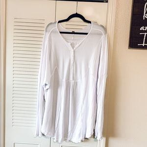 Free People White Leo Thermal Top
